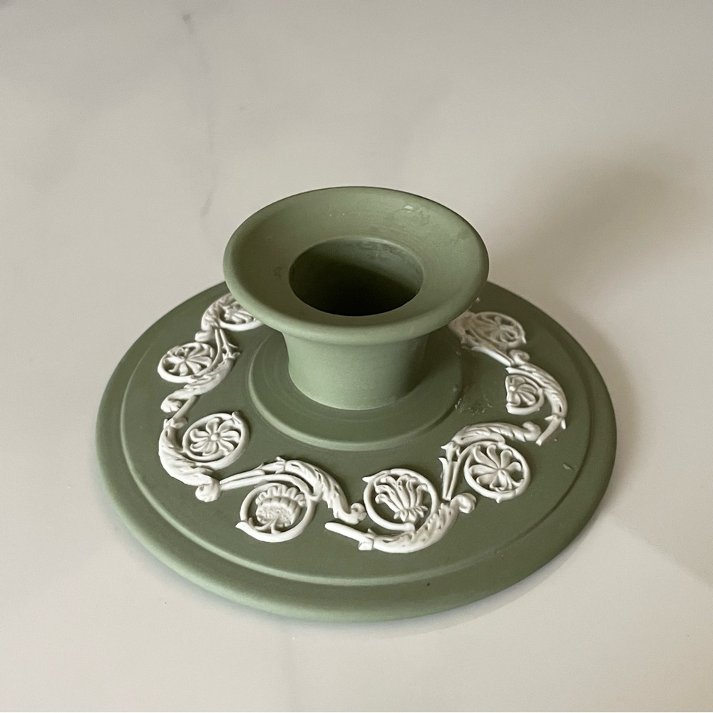 Green Taper Candle Holder - Jasperware by Wedgwood